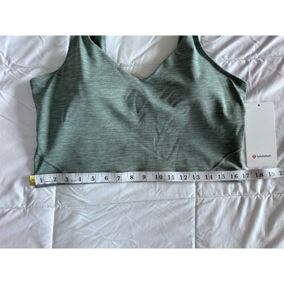 New Lululemon Align Tank Top Cropped Size 14 HTTW Heather Green Bra Built In - Picture 2 of 10